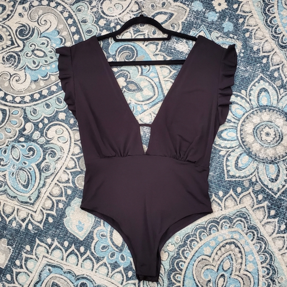 AKIRA Ruffle Cap Sleeve Bodysuit